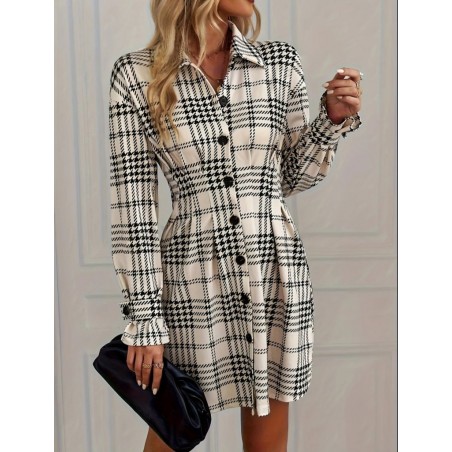 Siyah kareli gömlek elbise